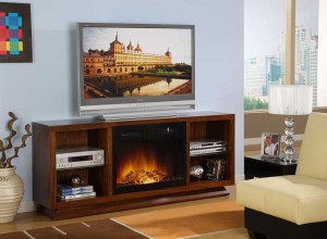 Crystal TV Stand with Electric Fireplace by Homelegance