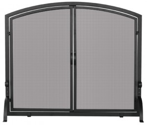 Large Black Panel Screen with Doors by Uniflame