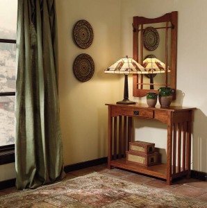 Mission Oak Console and Mirror by Powell