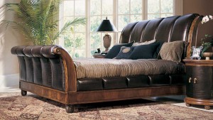 Bob Mackie Home Classics Sleigh Bed with Crocodile Embossed Leather by American Drew