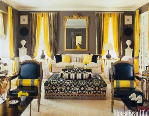 Black and Yellow Living Room by Tim Street-Porter via House Beautiful