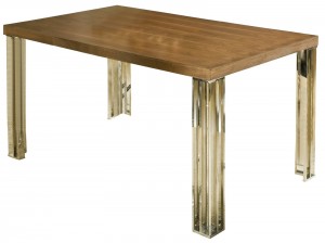 Hillsdale Trivoli Dining Table - Walnut/ Stainless Steel
