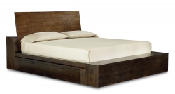 Legacy Classic Kateri Platform Bed with Two Underbed Storage Drawers. - Hazelnut/Ebony Exteriors