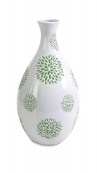 IMAX Essentials White with Green Flower Vase
