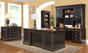 Coaster Ravenel Home Office Set - Black/Warm Amber