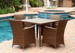Abbyson Living Palermo Outdoor Wicker Square 5 Piece Dining Set - Brown