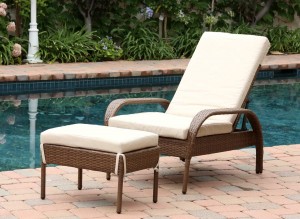 Abbyson Living Palermo Outdoor Wicker Chaise Lounge with Cushion - Brown