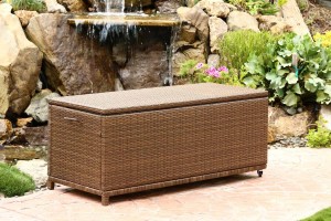 Abbyson Living Palermo Outdoor Wicker Storage Ottoman - Brown