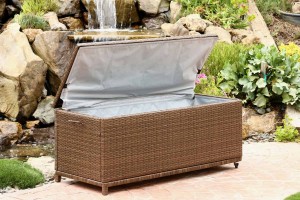 Abbyson Living Palermo Outdoor Wicker Storage Ottoman - Brown