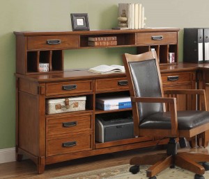 Coaster Maclay Desk with Small Hutch - Red Brown/Black