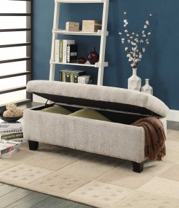 Homelegance Claire Lift Top Storage Bench - Grey Fabric