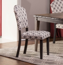 Hillsdale Lorient Parsons Dining Chair - Distressed Black - Bristol Black - Off White with Black Circle Pattern