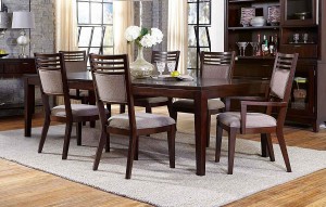 Hillsdale Denmark 7PC Dining Set - Dark Espresso - Woven Umber Fabric