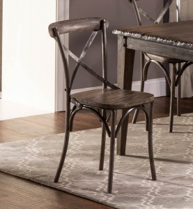 Hillsdale Lorient X-Back Dining Chair - Washed Charcoal Gray/Aged Steel Metal