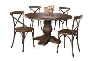 Hillsdale Lorient 5 PC Round Dining Set with X Back Chairs - Washed Charcoal Gray