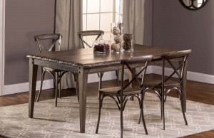 Hillsdale Lorient 5 PC Rectangle Dining Set with X Back Chair - Washed Charcoal Gray/Black