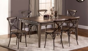 Hillsdale Lorient 7 PC Rectangle Dining Set with X Back Chair - Washed Charcoal Gray/Black