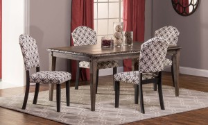 Hillsdale Lorient 5 PC Rectangle Dining Set with Parsons Chair - Washed Charcoal Gray/Black - Bristol Black - Off White with Black Circle Pattern