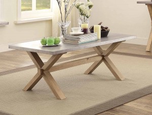 Homelegance Luella Cocktail/Coffee Table - Weathered Oak with Zinc Table Top