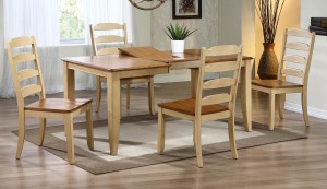 Iconic Furniture Rectangular Leg Dining Set with Ladder Back Dining Chair - Honey/Sand