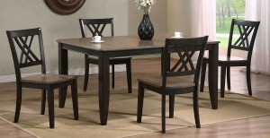 Iconic Furniture Rectangular Leg Dining Set with Double X-Back Dining Chair - Grey Stone/Black Stone