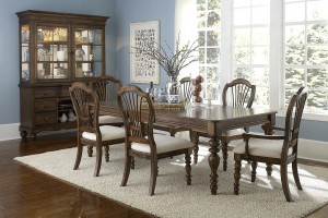 Hillsdale Pine Island 7 PC Dining Set with Wheat Back Side Chairs and Arm Chairs - Dark Pine