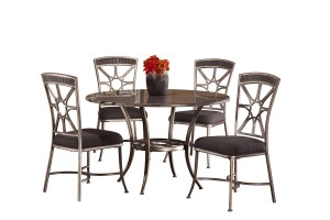 Hillsdale Chandler 5-Piece Dining Set - Black Pewter/Blue Stone Top